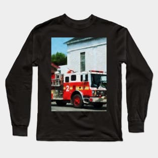 Firemen - Fire Engine in Front of Fire Station Long Sleeve T-Shirt